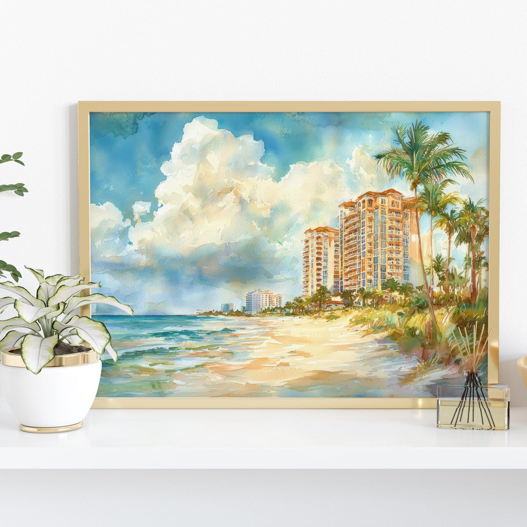 Marco Island Watercolor Poster Landscape Wall Art Marco Island Wall Hanging Home Décor Marco Island Gift Art Lovers United States Wall Art