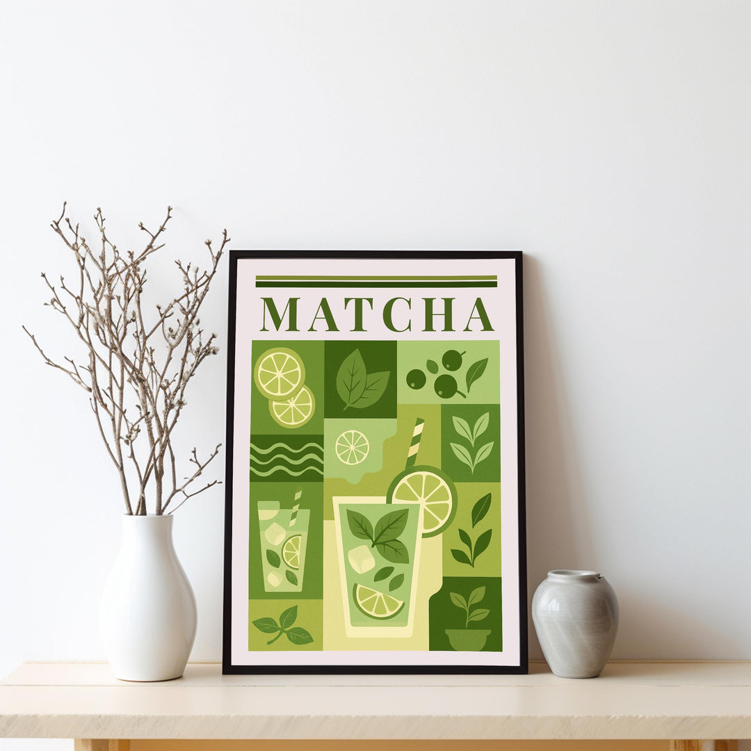 Matcha Kitchen Print Japanese Tea Poster Vintage Drink Art Kitchen Wall Art Asian Beverage Decor Dining Room Culinary Artwork