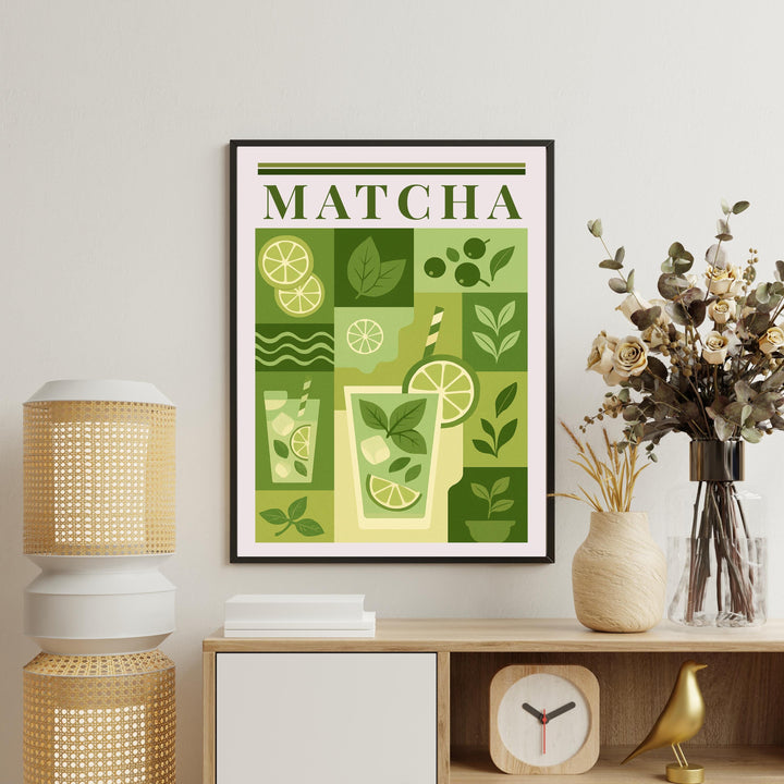 Matcha Kitchen Print Japanese Tea Poster Vintage Drink Art Kitchen Wall Art Asian Beverage Decor Dining Room Culinary Artwork
