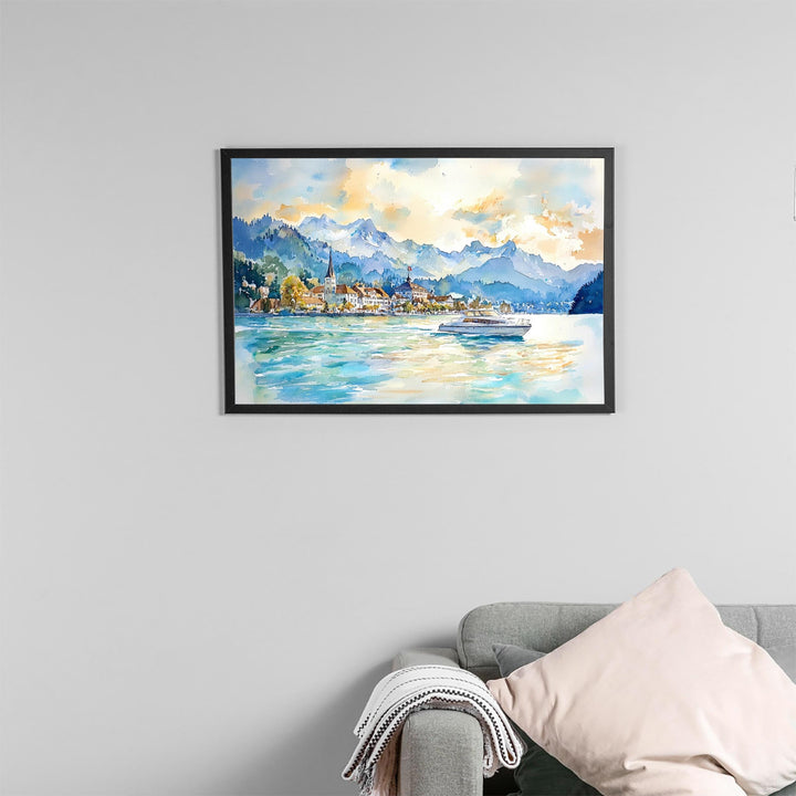 Lucerne watercolor poster Wall Art Lucerne Wall Hanging Home Décor Lucerne Gift Art Lovers Switzerland Wall Art