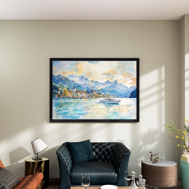 Lucerne watercolor poster Wall Art Lucerne Wall Hanging Home Décor Lucerne Gift Art Lovers Switzerland Wall Art