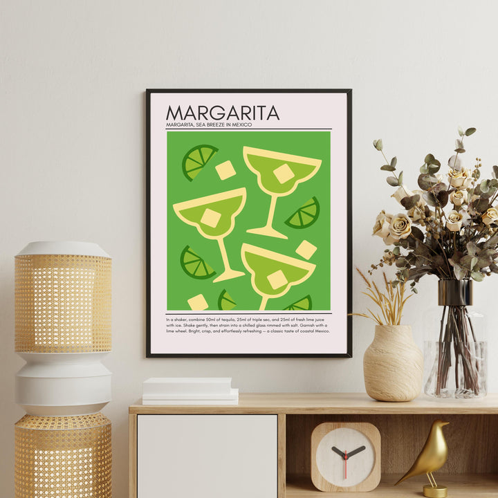 Margarita Art Deco Cocktail Print Elegant Drink Poster Bar Wall Art Cocktail Lover Gift Tequila Decor Classic Beverage Artwork