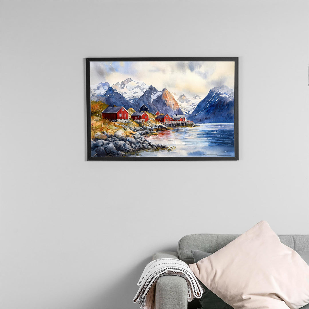 Lofoten watercolor poster Wall Art Lofoten Wall Hanging Home Décor Lofoten Gift Art Lovers Norway Wall Art