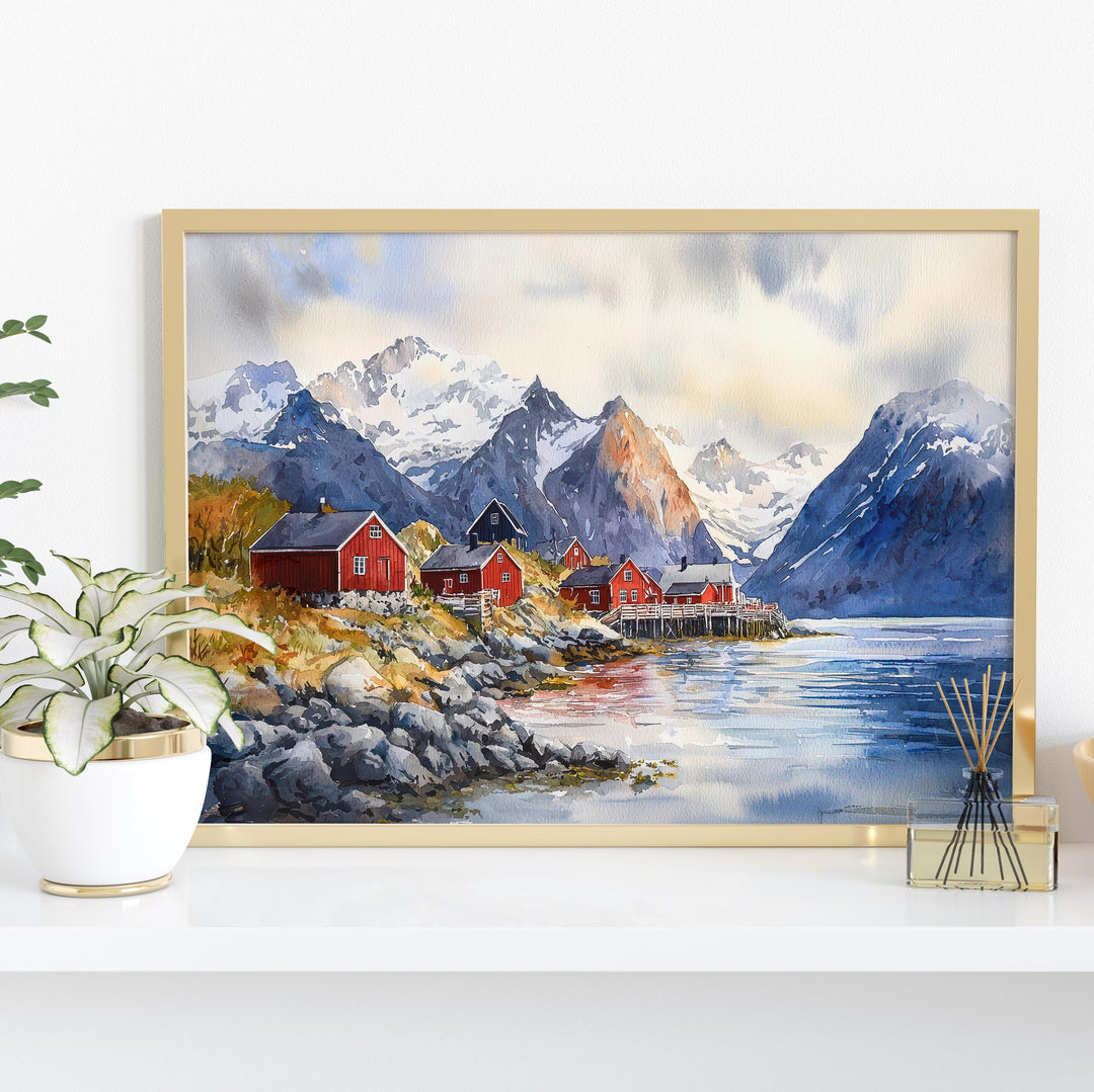 Lofoten watercolor poster Wall Art Lofoten Wall Hanging Home Décor Lofoten Gift Art Lovers Norway Wall Art