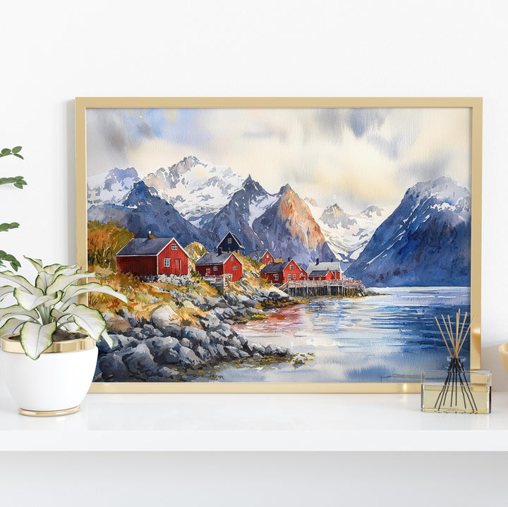 Lofoten watercolor poster Wall Art Lofoten Wall Hanging Home Décor Lofoten Gift Art Lovers Norway Wall Art