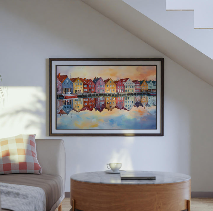 Aarhus Denmark Watercolor Poster Aarhus Travel Print Cityscape Painting Harbour Wall Art Nordic Europe Decor Souvenir