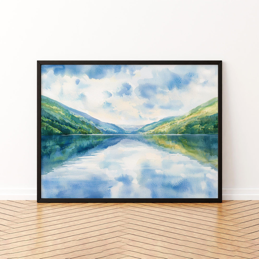 Loch Ness Scotland Watercolor Poster Loch Ness Travel Print Highland Landscape Painting Nature Wall Art UK Souvenir