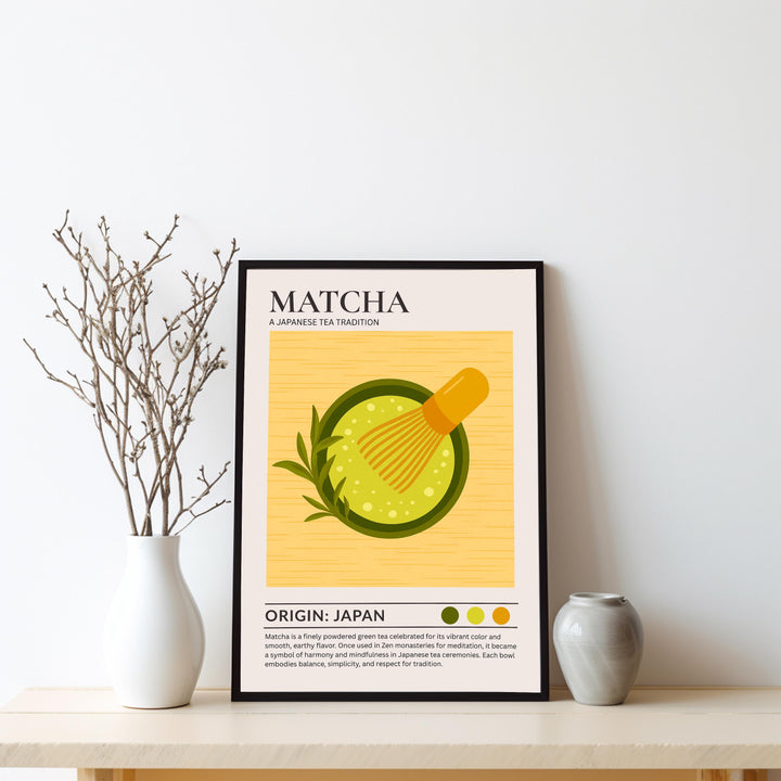Matcha Kitchen Print Japanese Tea Poster Vintage Food Art Kitchen Wall Art Asian Drink Decor Dining Room Culinary Artwork