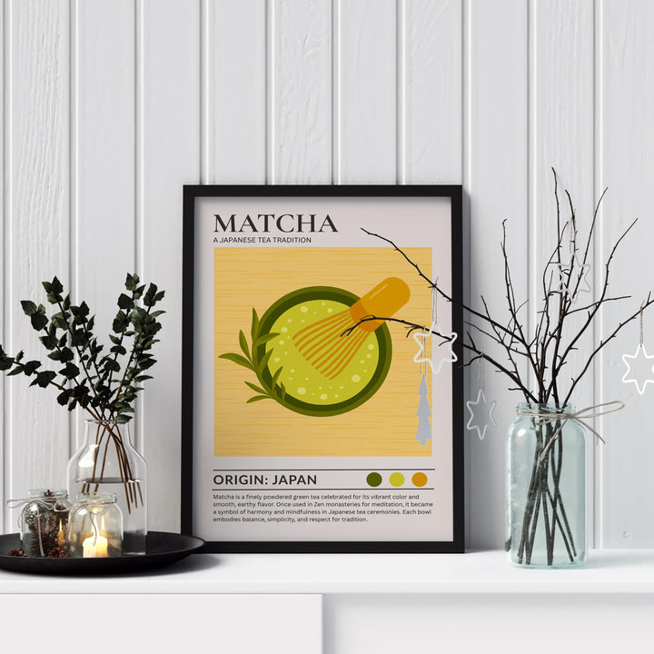 Matcha Kitchen Print Japanese Tea Poster Vintage Food Art Kitchen Wall Art Asian Drink Decor Dining Room Culinary Artwork