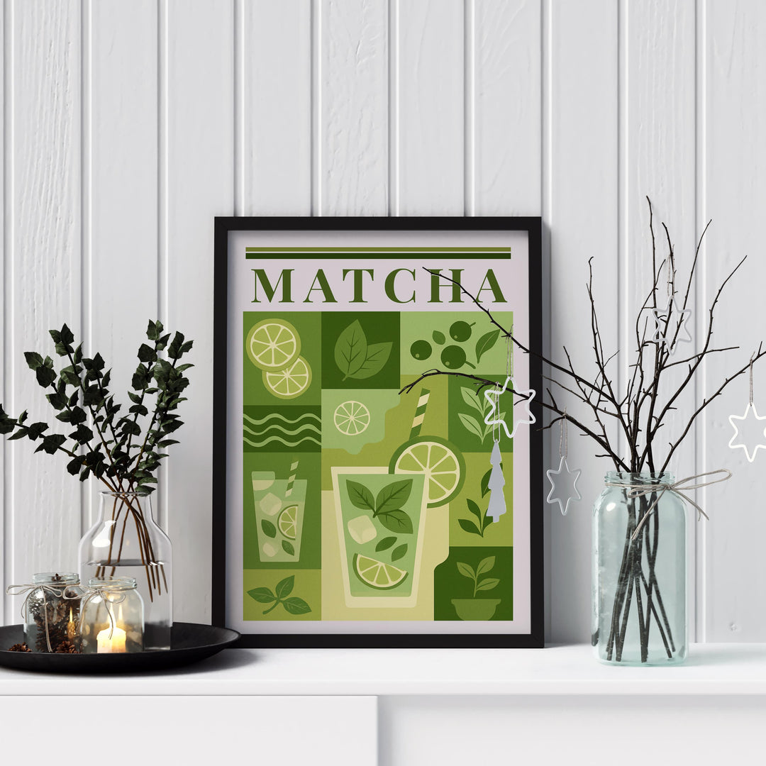 Matcha Kitchen Print Japanese Tea Poster Vintage Drink Art Kitchen Wall Art Asian Beverage Decor Dining Room Culinary Artwork