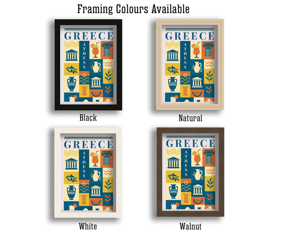 Greece Kitchen Print Mediterranean Food Poster Vintage Culinary Art Kitchen Wall Art Greek Cuisine Decor Dining Room Artwork