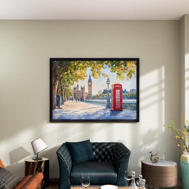 London England Watercolor Poster London Travel Print City Skyline Painting Landmark Wall Art UK Decor Souvenir