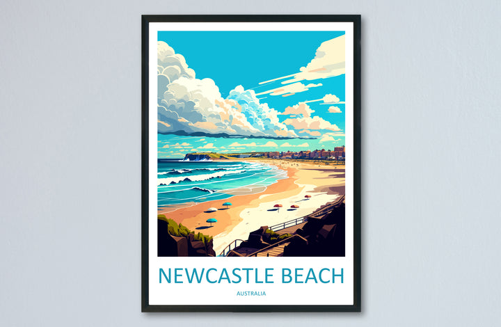 Newcastle Beach Australia Travel Poster