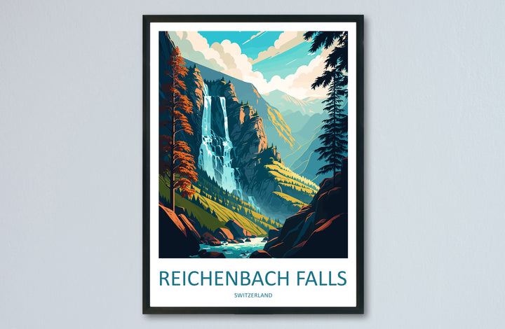 Reichenbach Falls Switzerland Travel Poster