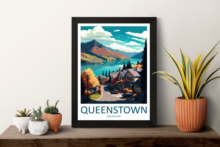 Queenstown New Zealand Travel Poster