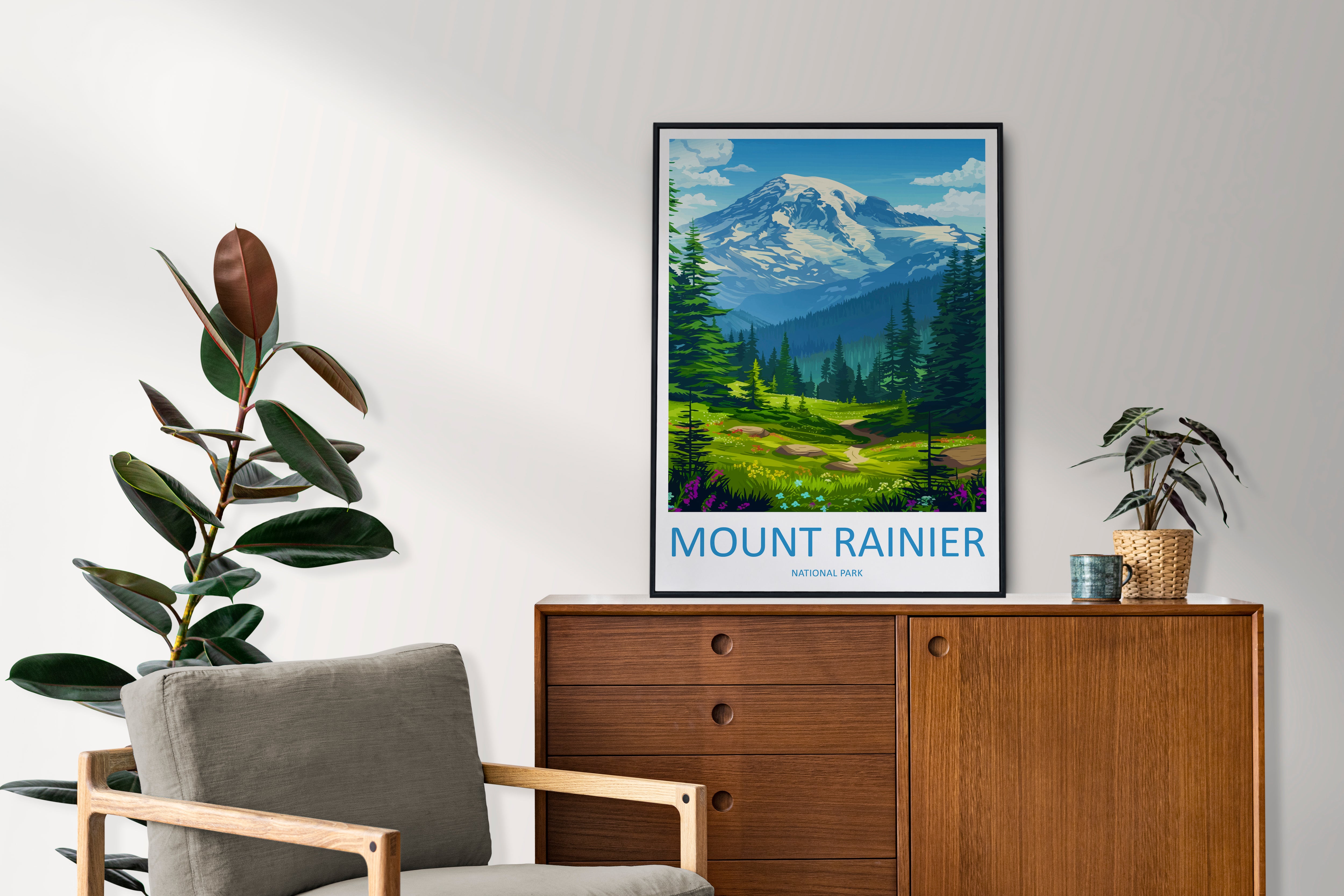 Mount Rainier US National Park Travel Print