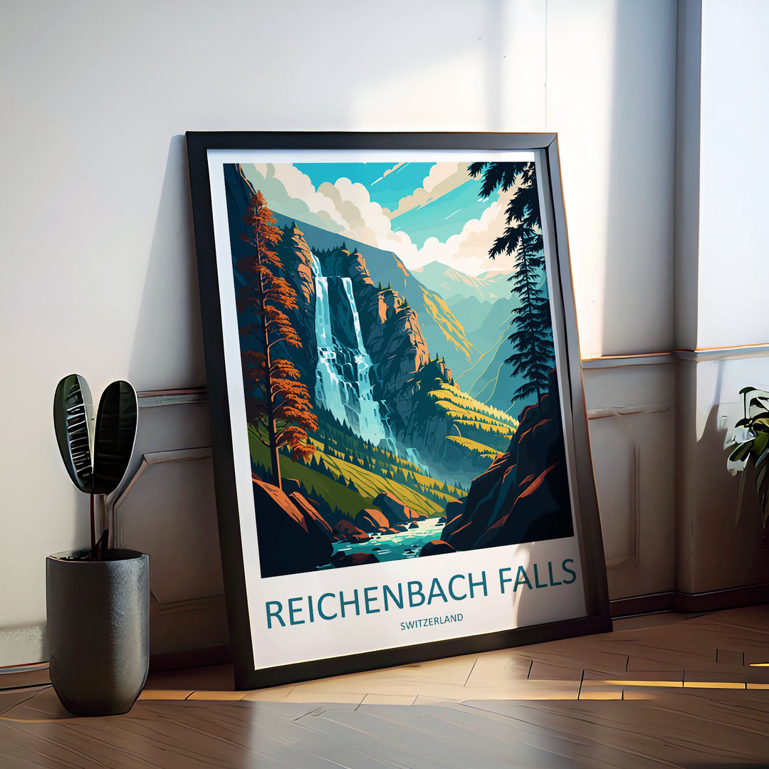 Reichenbach Falls Switzerland Travel Poster
