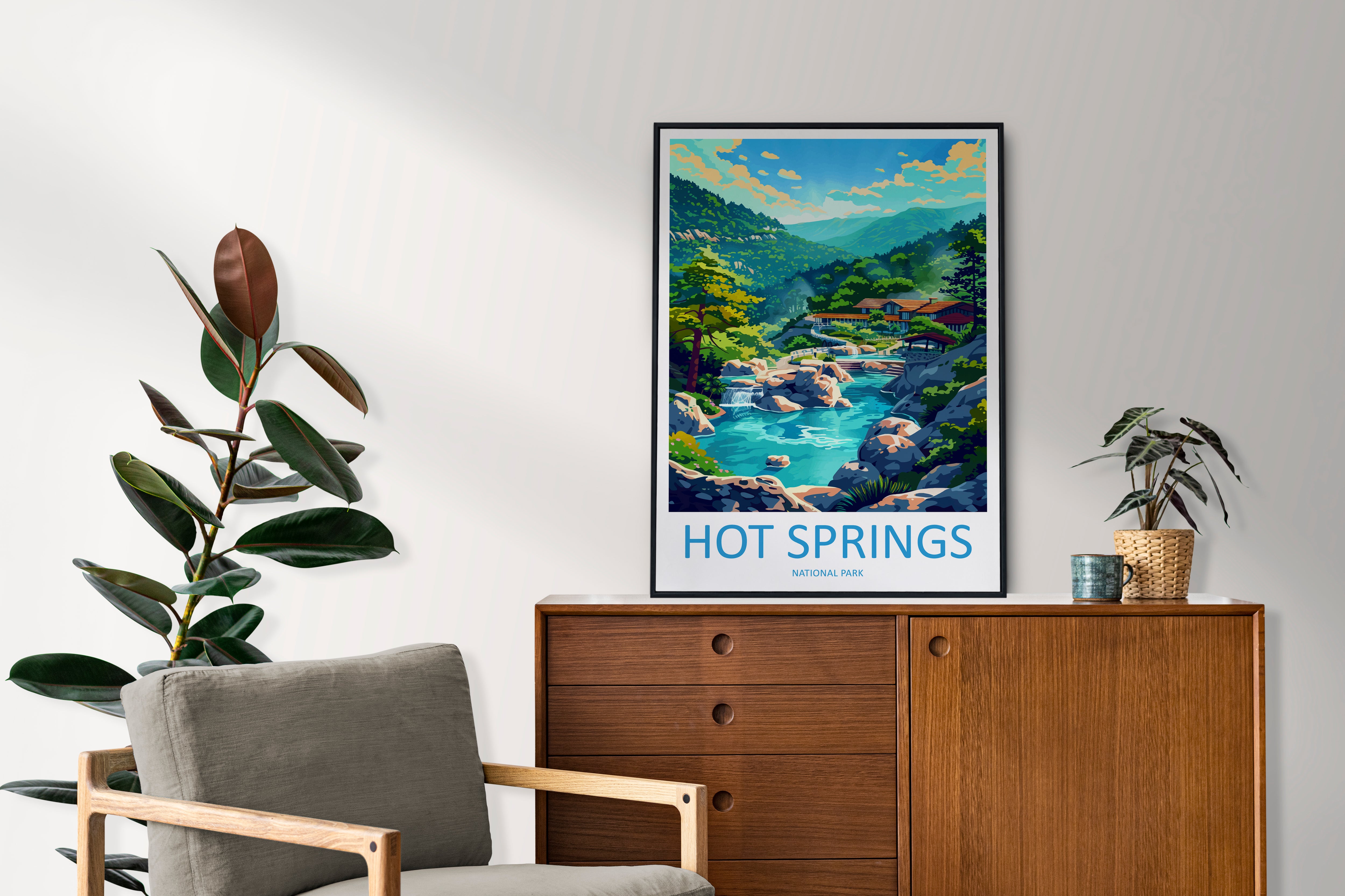 Hot Springs US National Park Travel Print