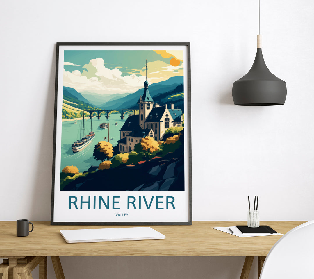 Rhine River Valley Germany Travel Poster