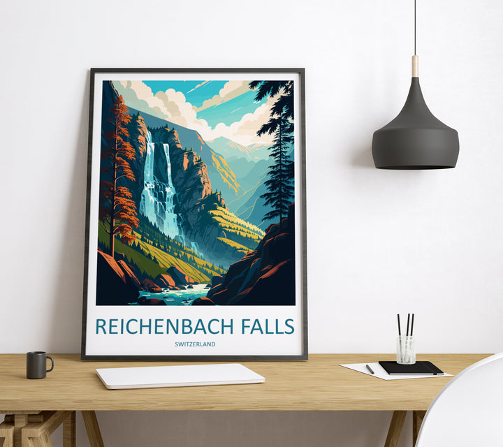 Reichenbach Falls Switzerland Travel Poster