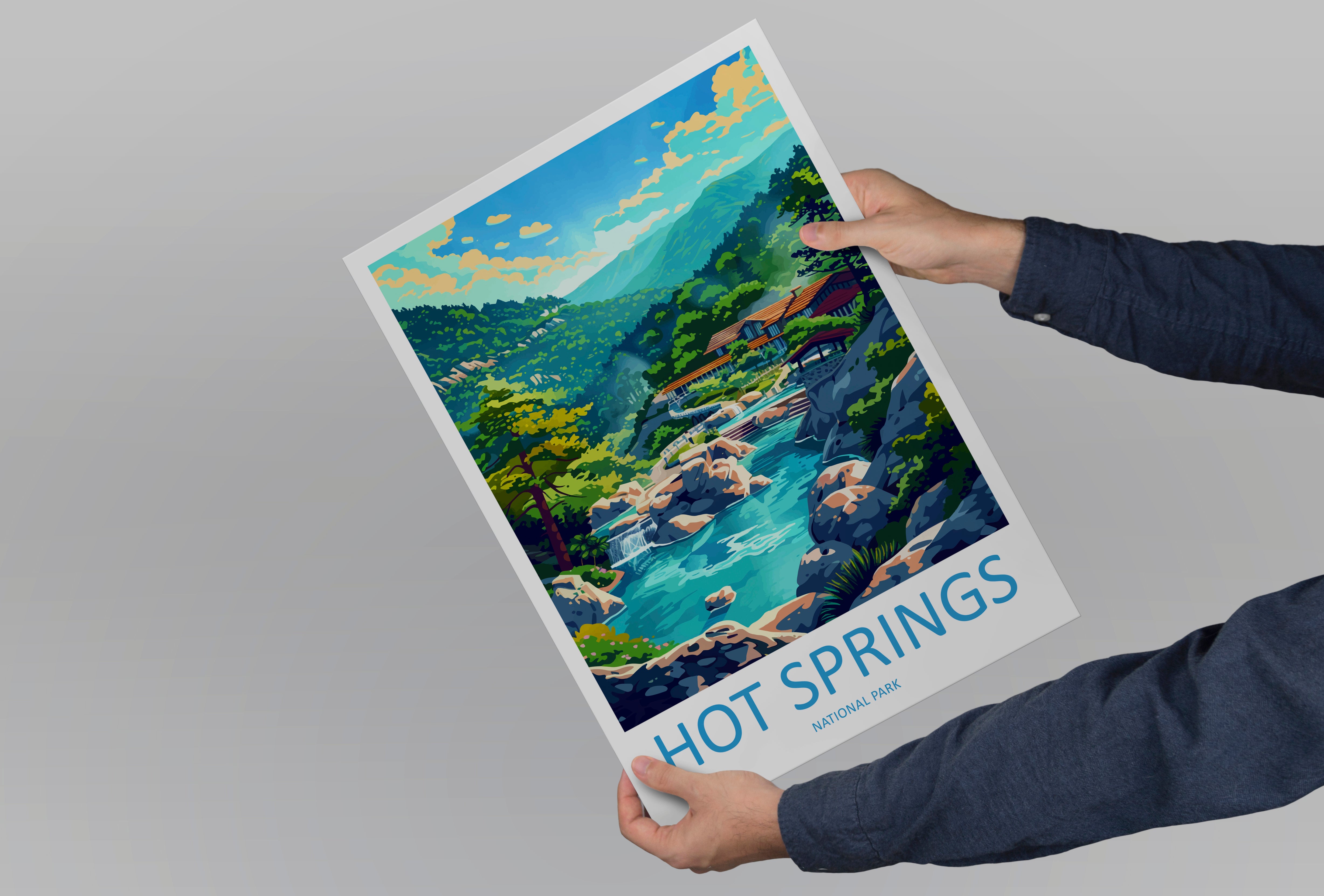 Hot Springs US National Park Travel Print