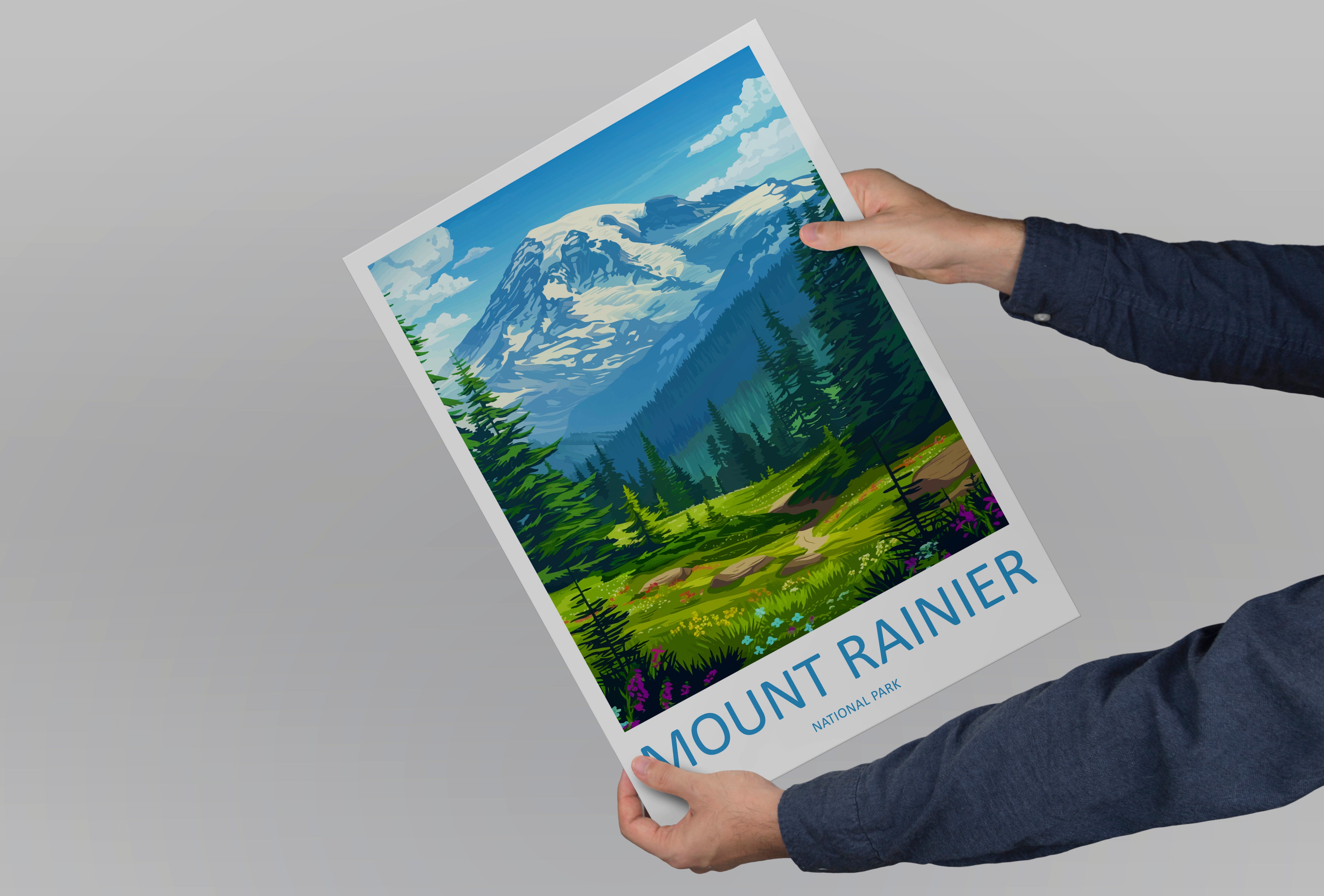 Mount Rainier US National Park Travel Print