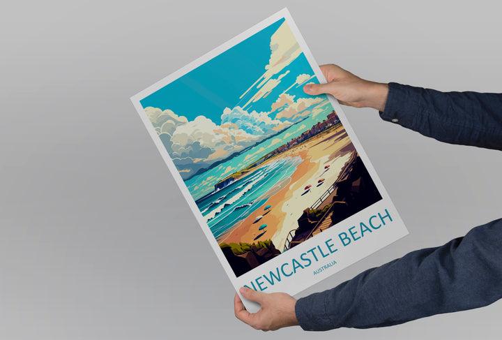 Newcastle Beach Australia Travel Poster