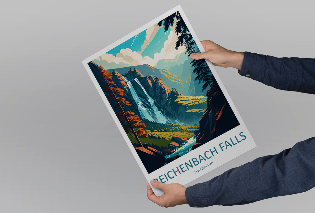 Reichenbach Falls Switzerland Travel Poster