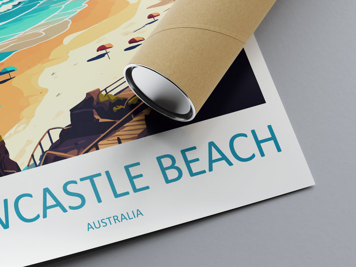 Newcastle Beach Australia Travel Poster