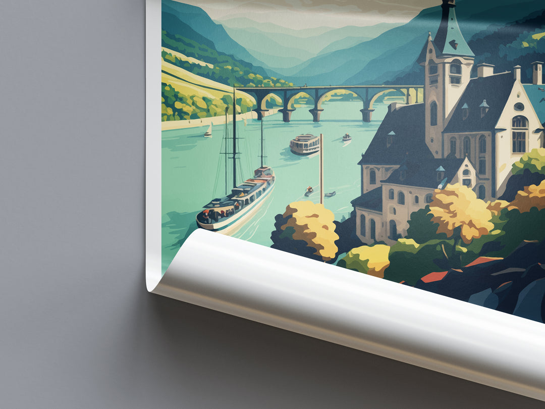 Rhine River Valley Germany Travel Poster
