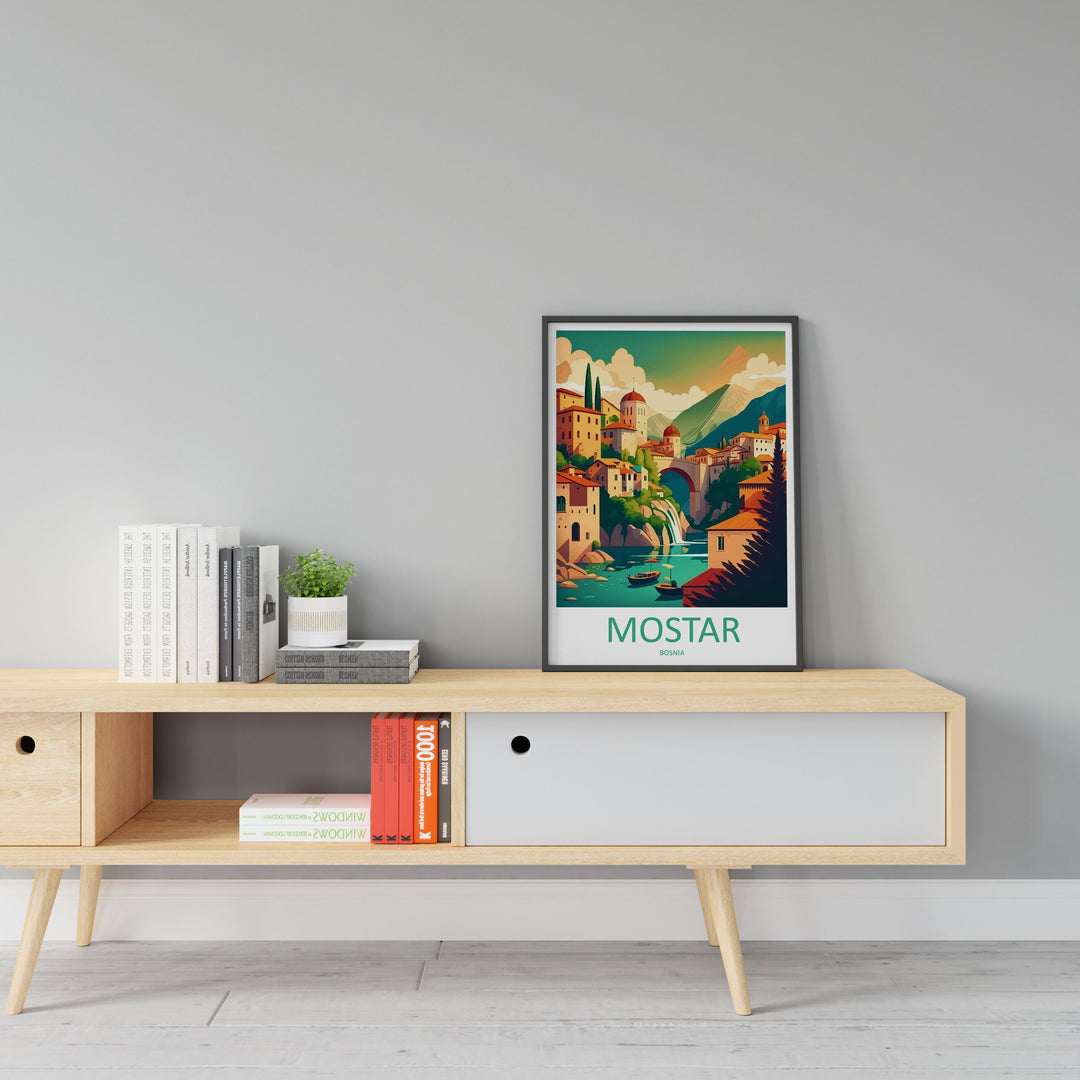 Mostar Travel Print Mostar Bosnia Home Décor Mostar Art Print Herzegovina City Room Print For Stari Most Bridge Koski Mehmed-Pasha Gift Art
