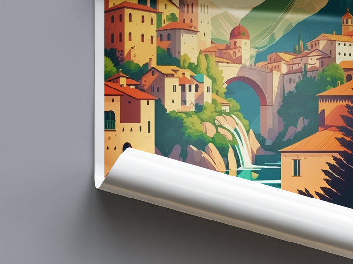 Mostar Travel Print Mostar Bosnia Home Décor Mostar Art Print Herzegovina City Room Print For Stari Most Bridge Koski Mehmed-Pasha Gift Art