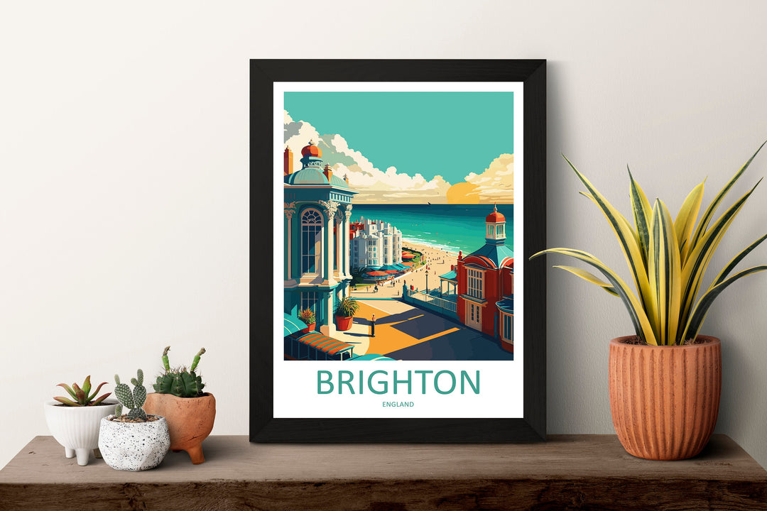 Brighton Pier Print Brighton Home Decor Seascape Art Print Brighton Wall Art for UK Enthusiast Gift Wall Hanging Brighton UK Travel Poster