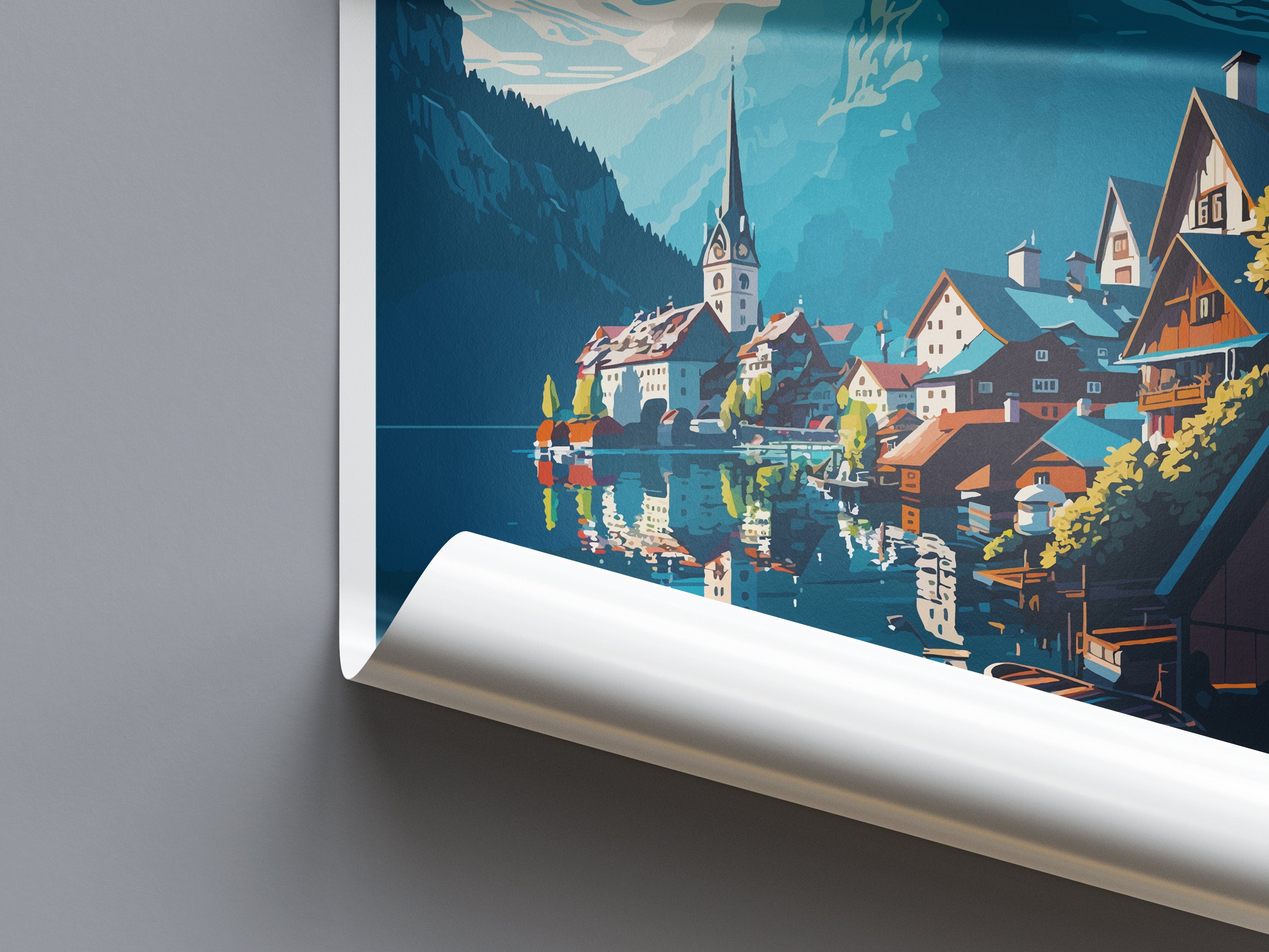 Hallstatt Lake Print Hallstatt Home Decor Art Print Austria