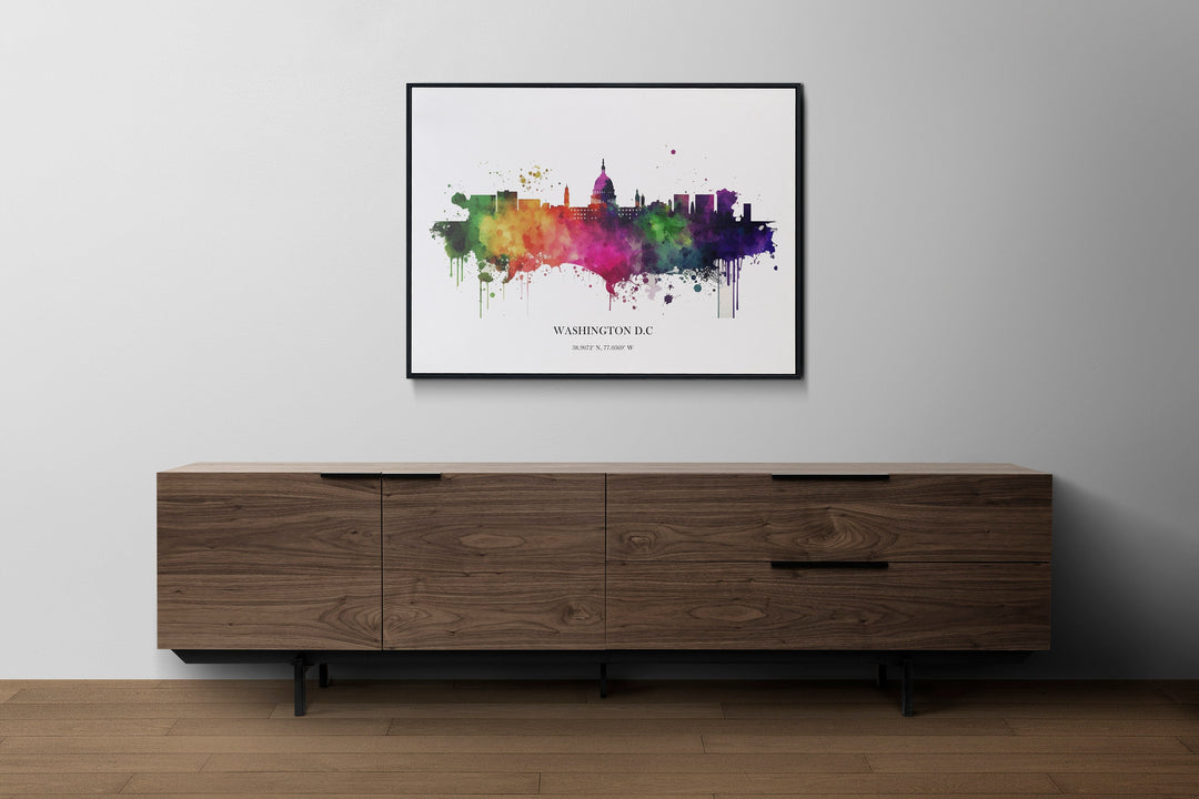 Washington Dc Watercolour Skyline Print Washington Cityscape White House Home Décor Art Print USA Wall Art Washington DC Print Washington DC