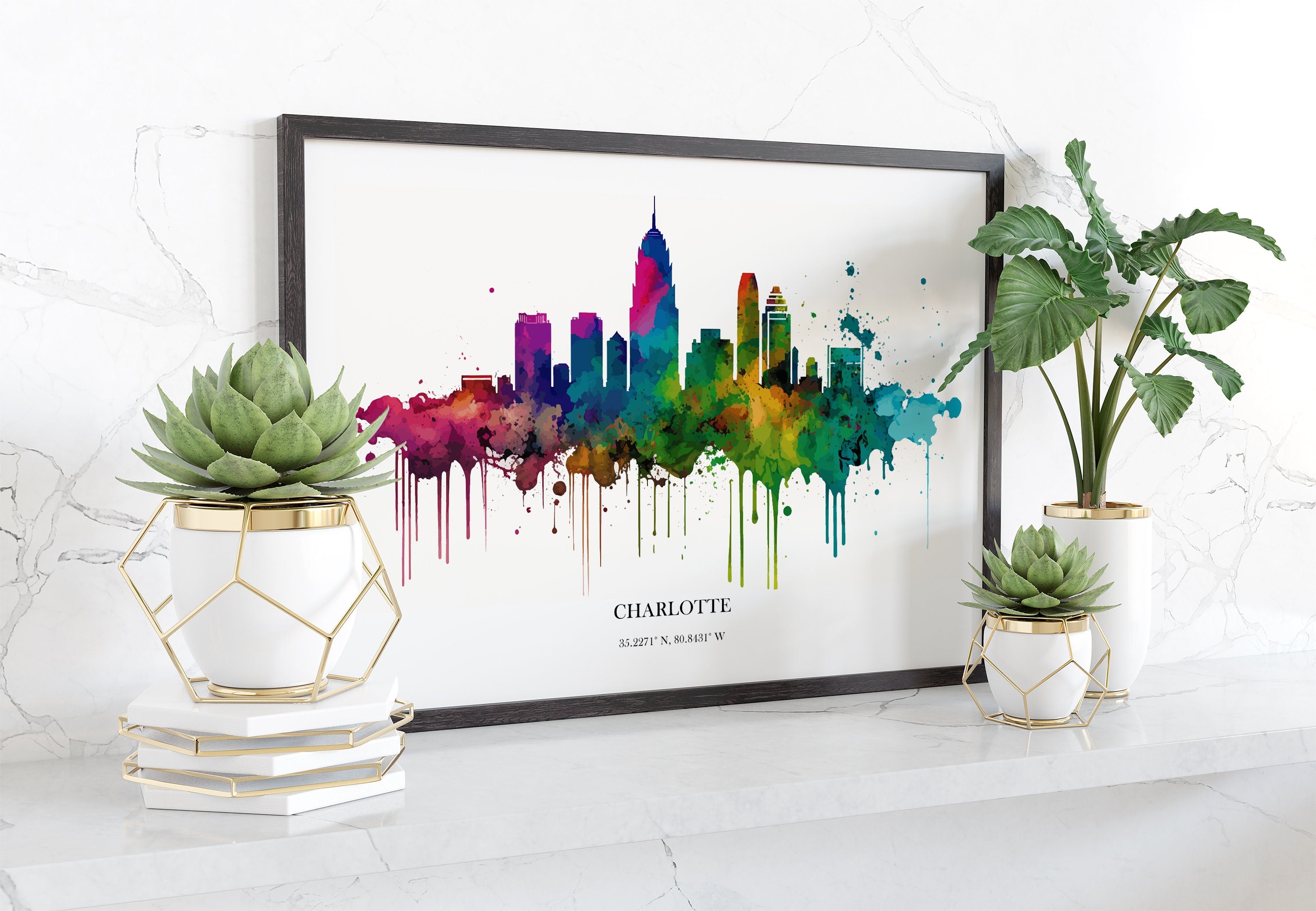 Charlotte Watercolour Skyline Print Charlotte Cityscape Charlotte Home Décor Art Print Wall Art Charlotte Print Charlotte Watercolour Art