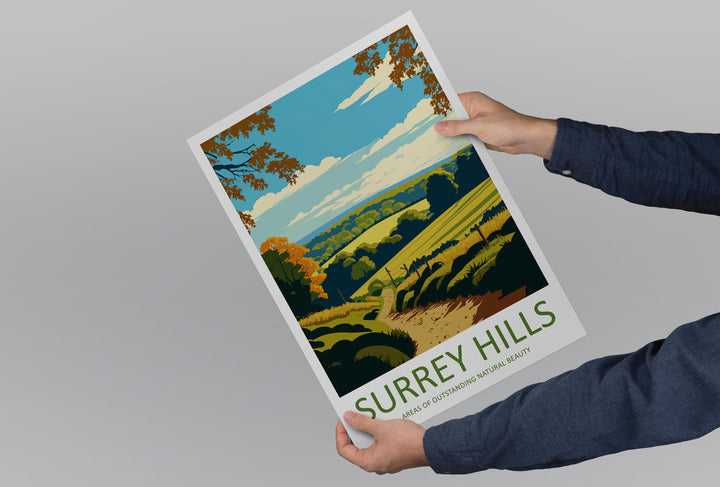 Surrey Hills Travel Print Wall Art Surrey Hills Wall Hanging Home Decoration Surrey Hills Gift Art Lovers Wall Art Print Art Surrey Hills
