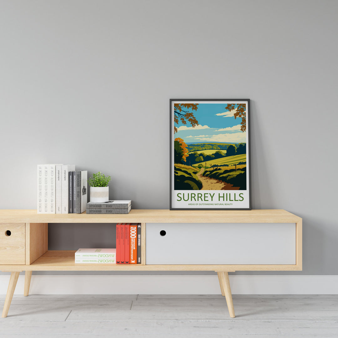 Surrey Hills Travel Print Wall Art Surrey Hills Wall Hanging Home Decoration Surrey Hills Gift Art Lovers Wall Art Print Art Surrey Hills