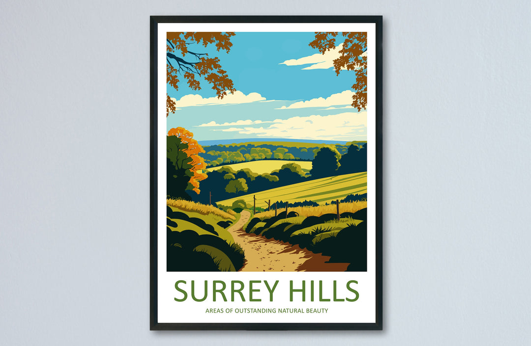 Surrey Hills Travel Print Wall Art Surrey Hills Wall Hanging Home Decoration Surrey Hills Gift Art Lovers Wall Art Print Art Surrey Hills