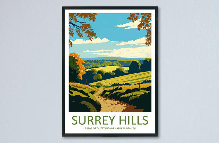 Surrey Hills Travel Print Wall Art Surrey Hills Wall Hanging Home Decoration Surrey Hills Gift Art Lovers Wall Art Print Art Surrey Hills