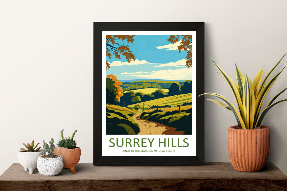 Surrey Hills Travel Print Wall Art Surrey Hills Wall Hanging Home Decoration Surrey Hills Gift Art Lovers Wall Art Print Art Surrey Hills