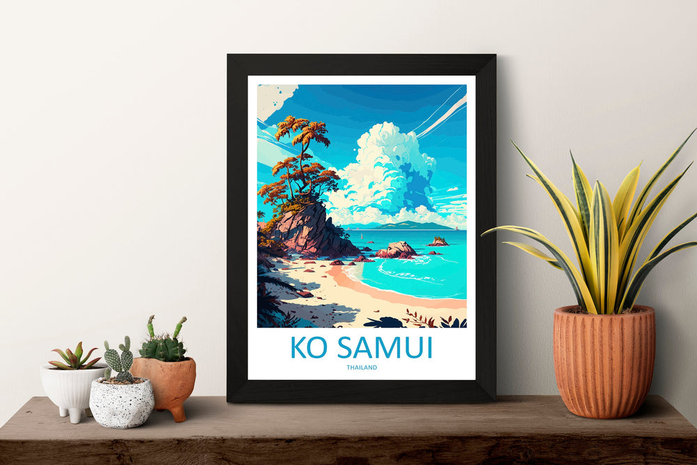 Ko Samui Travel Print Wall Art Ko Samui Wall Hanging Home Decor Ko Samui Gift Art Lovers Wall Art Thailand Travel Print Gift Thai Travel Art