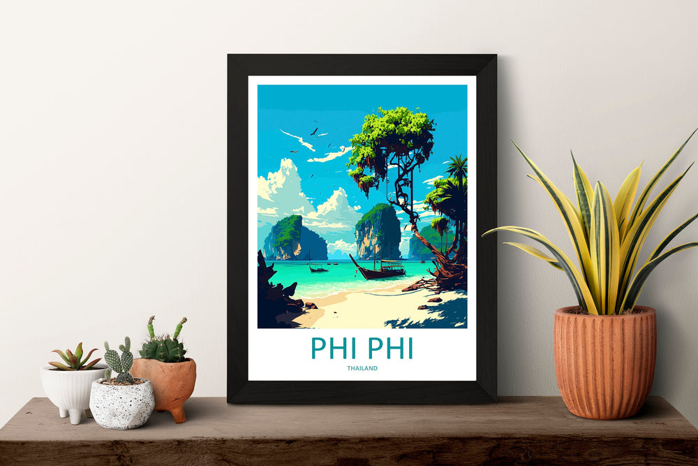 Phi Phi Travel Print Wall Art Phi Phi Wall Hanging Home Decor Phi Phi Gift Art Lovers Wall Art Thailand Travel Print Gift Thai Travel Art
