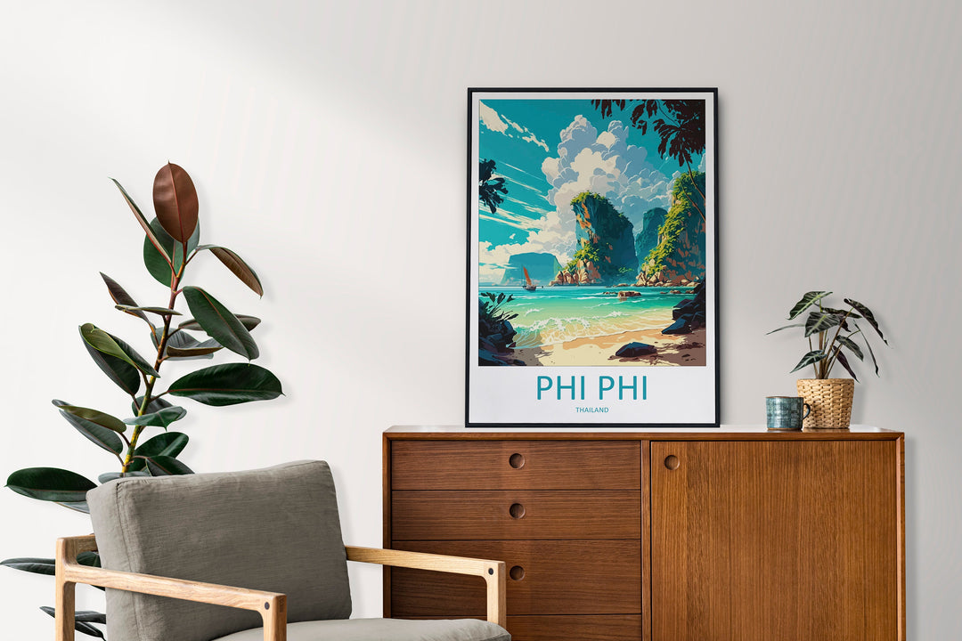 Phi Phi Travel Print Wall Art Phi Phi Wall Hanging Home Decor Phi Phi Gift Art Lovers Wall Art Thailand Travel Print Gift Thai Travel Art