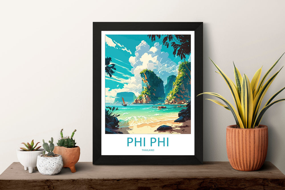 Phi Phi Travel Print Wall Art Phi Phi Wall Hanging Home Decor Phi Phi Gift Art Lovers Wall Art Thailand Travel Print Gift Thai Travel Art