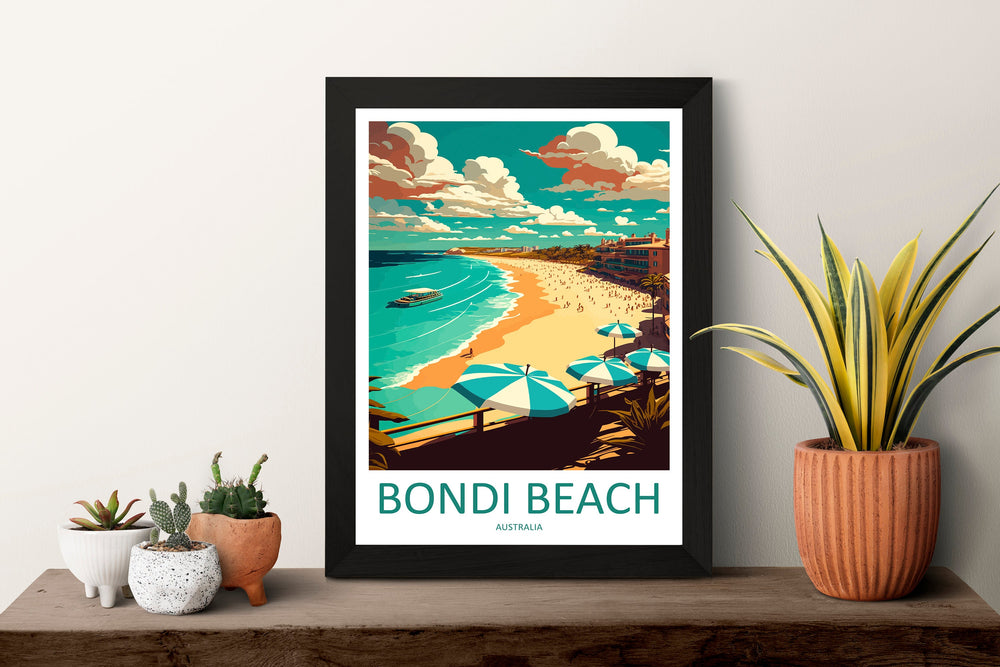 Bondi Beach Travel Print Wall Art Bondi Beach Wall Hanging Home Décor Bondi Beach Gift Art Lovers Wall Art Australia Travel Print Bondi Art
