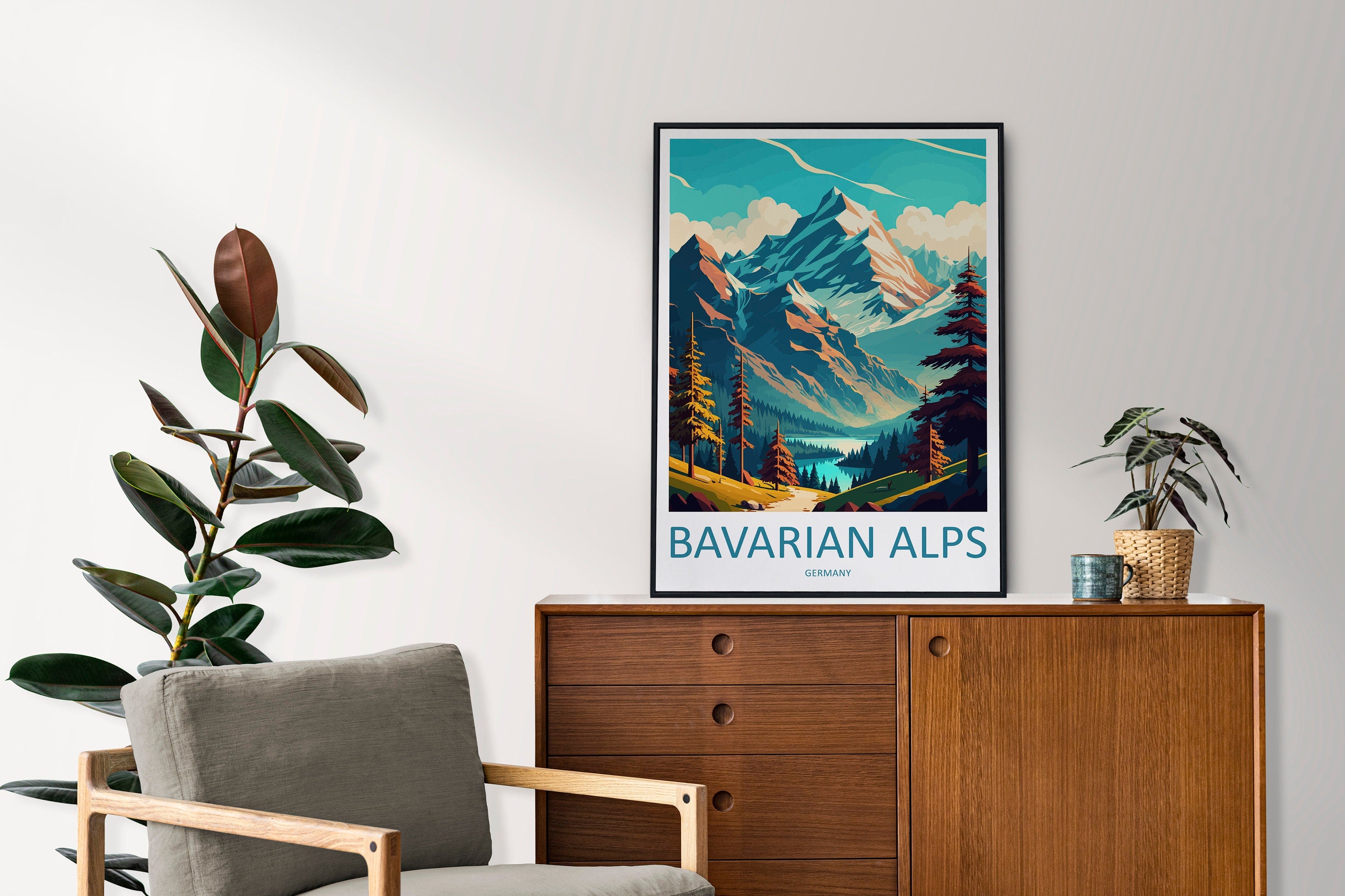 Bavarian Alps Print Bavarian Home Decor Landscape Art Print Bavarian