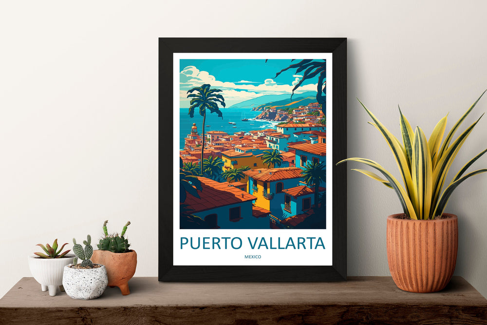 Puerto Vallarta Travel Print Wall Art Puerto Vallarta Wall Hanging Home Decor Puerto Vallarta Gift Art Lovers Wall Art Print Art Mexico Art