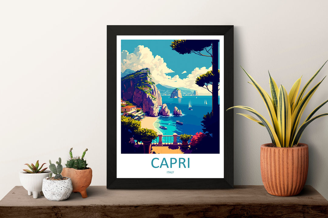 Capri Travel Print Wall Art Capri Travel Gift Wall Hanging Art Decor