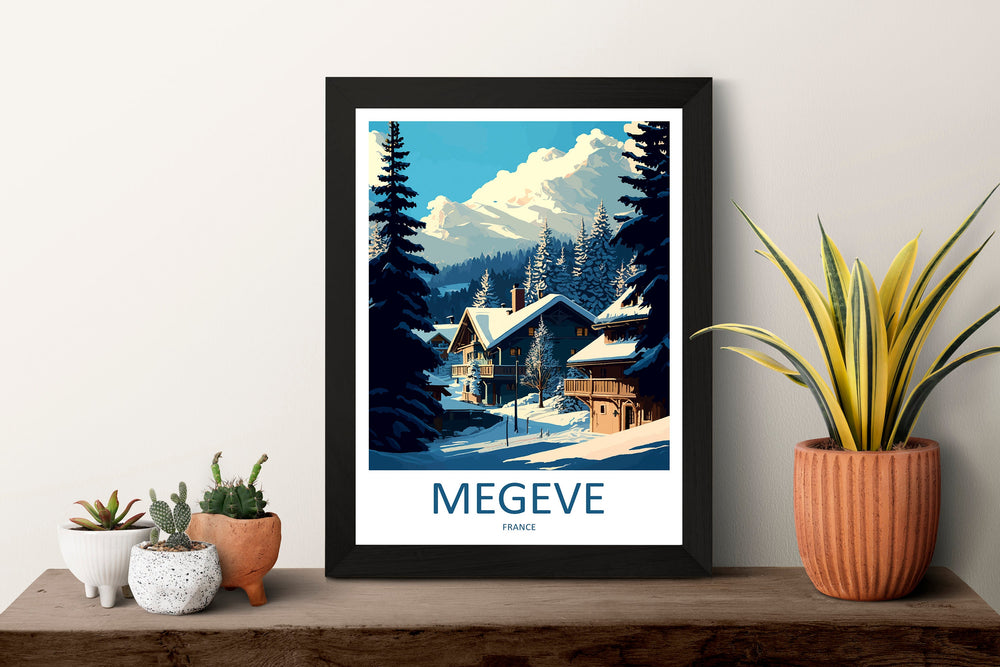 Megeve Travel Print Wall Art Megeve Wall Hanging Home Décor Megeve Gift Art Lovers Ski Art Lover Gift Les Arcs Print Skiing Megeve Ski Art
